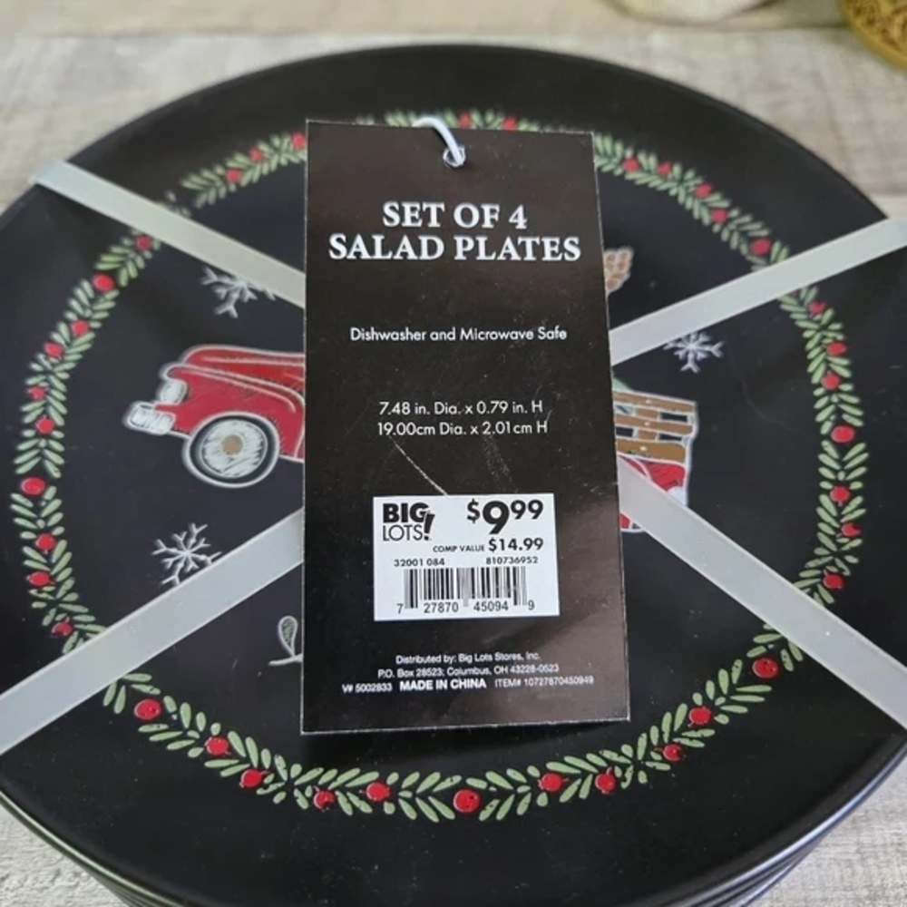 WINTER WONDERLANE | Farmhouse Truck Salad Plates Set of 4 - Picture 2 of 5